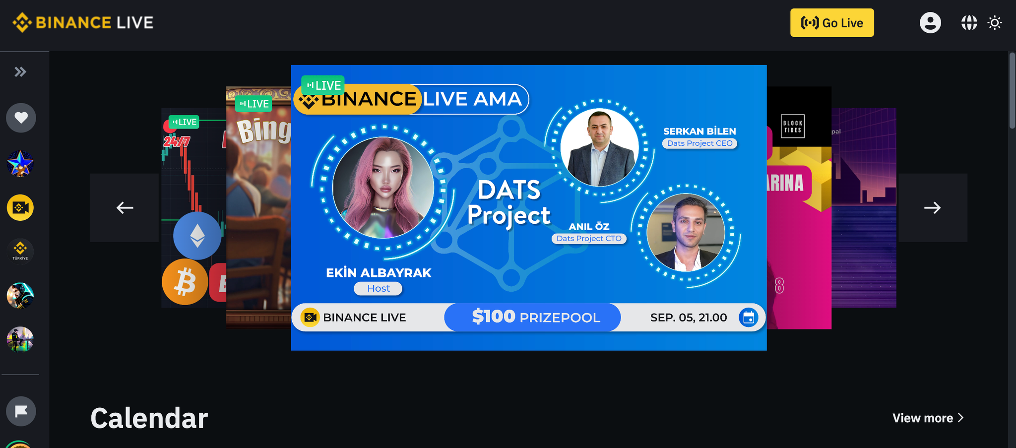 Binance Live Broadcasts